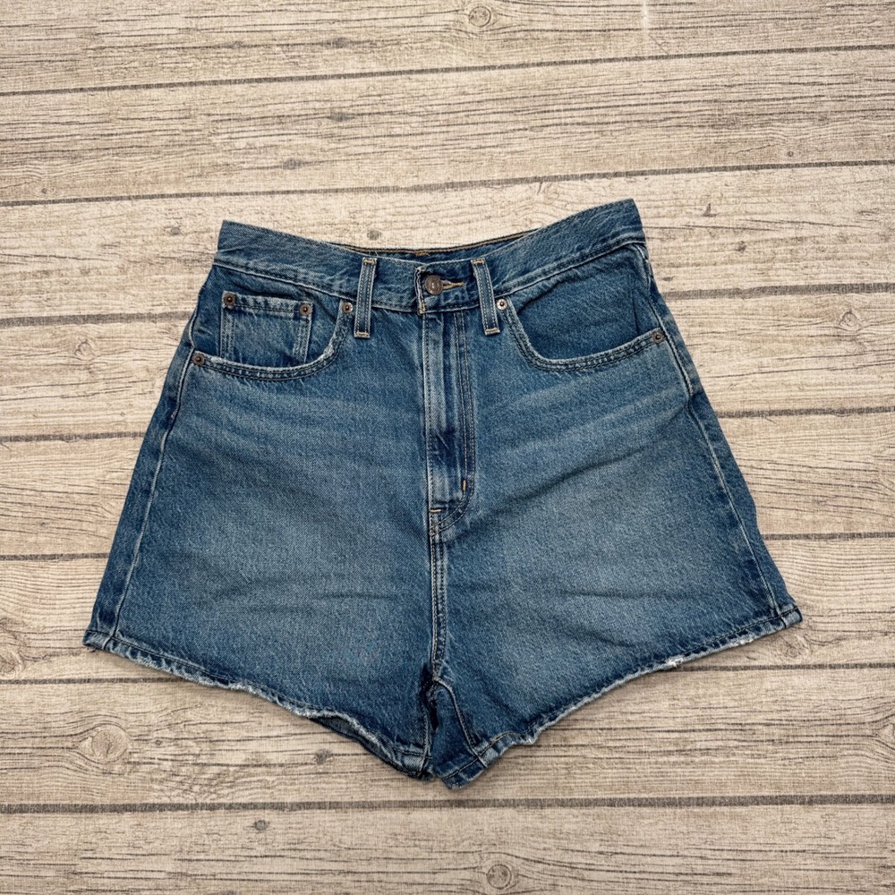 Levi's Premium Shorts Women's 27 Blue Denim High Loose Relaxed Fit Medium Wash